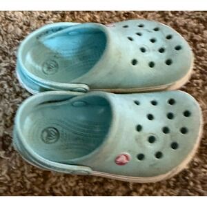 Crocs-Unisex Crocband II Clogs Light Blue & White Toddler Crocs Size 6-7